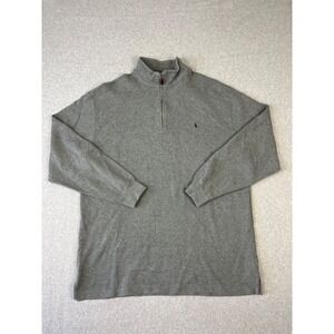 Vintage Polo Ralph Lauren Sweater Mens XLT Gray Quarter Zip Long Sleeve Pullover